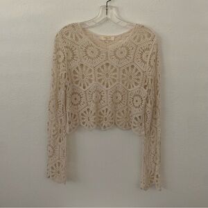 cream crochet/lace long sleeve top